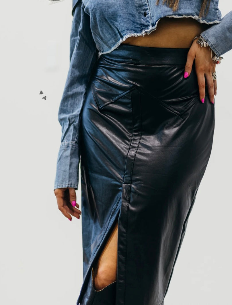 Classy Cowgirl Leather Skirt