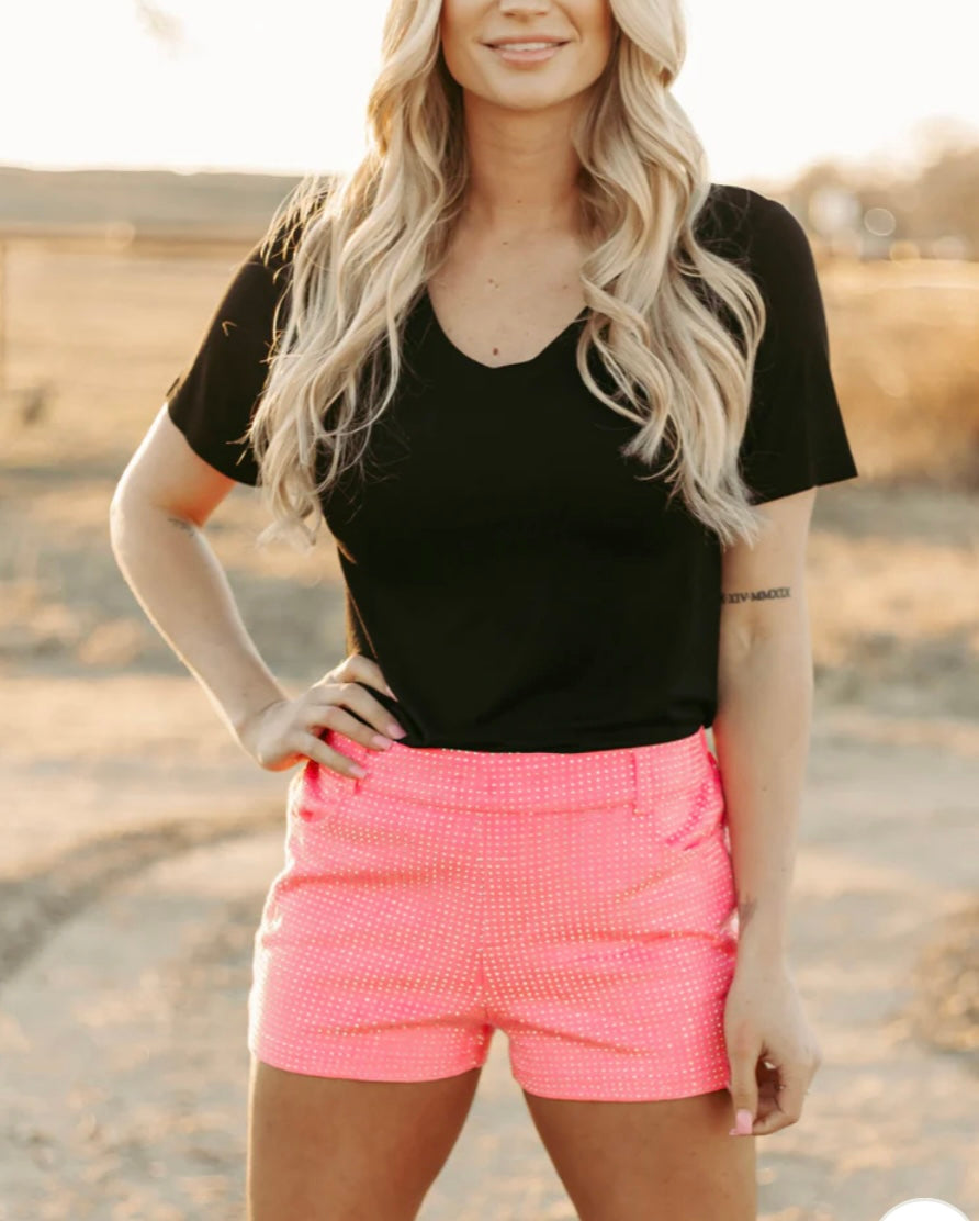 Rhinestone Shorts Pink