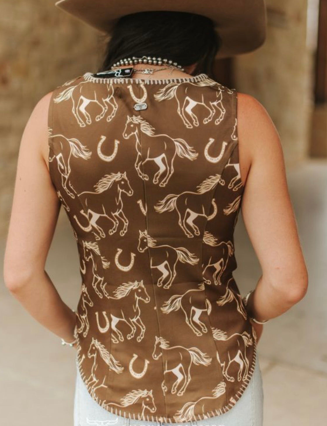 Brown Running Horse Vest