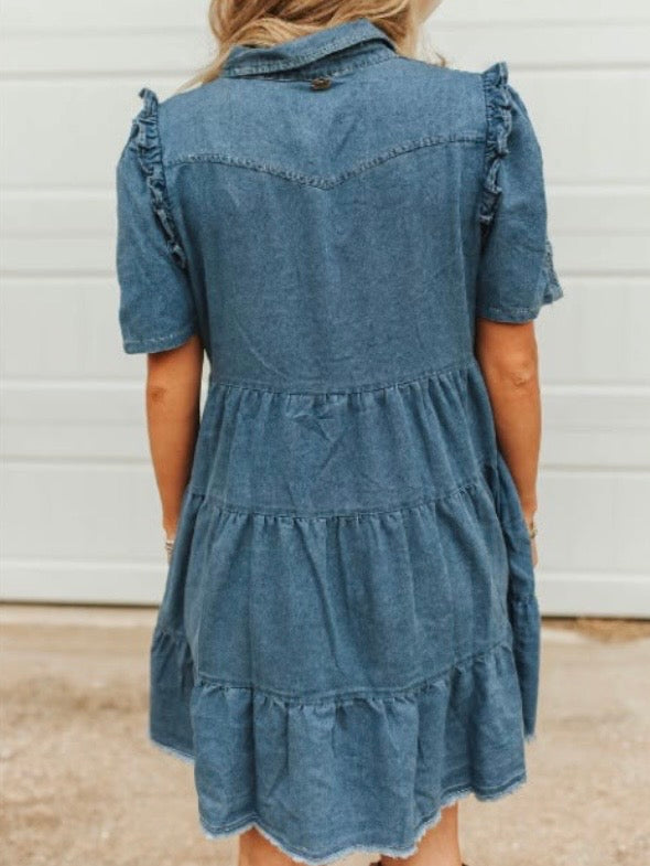 Ruffle Denim Dress