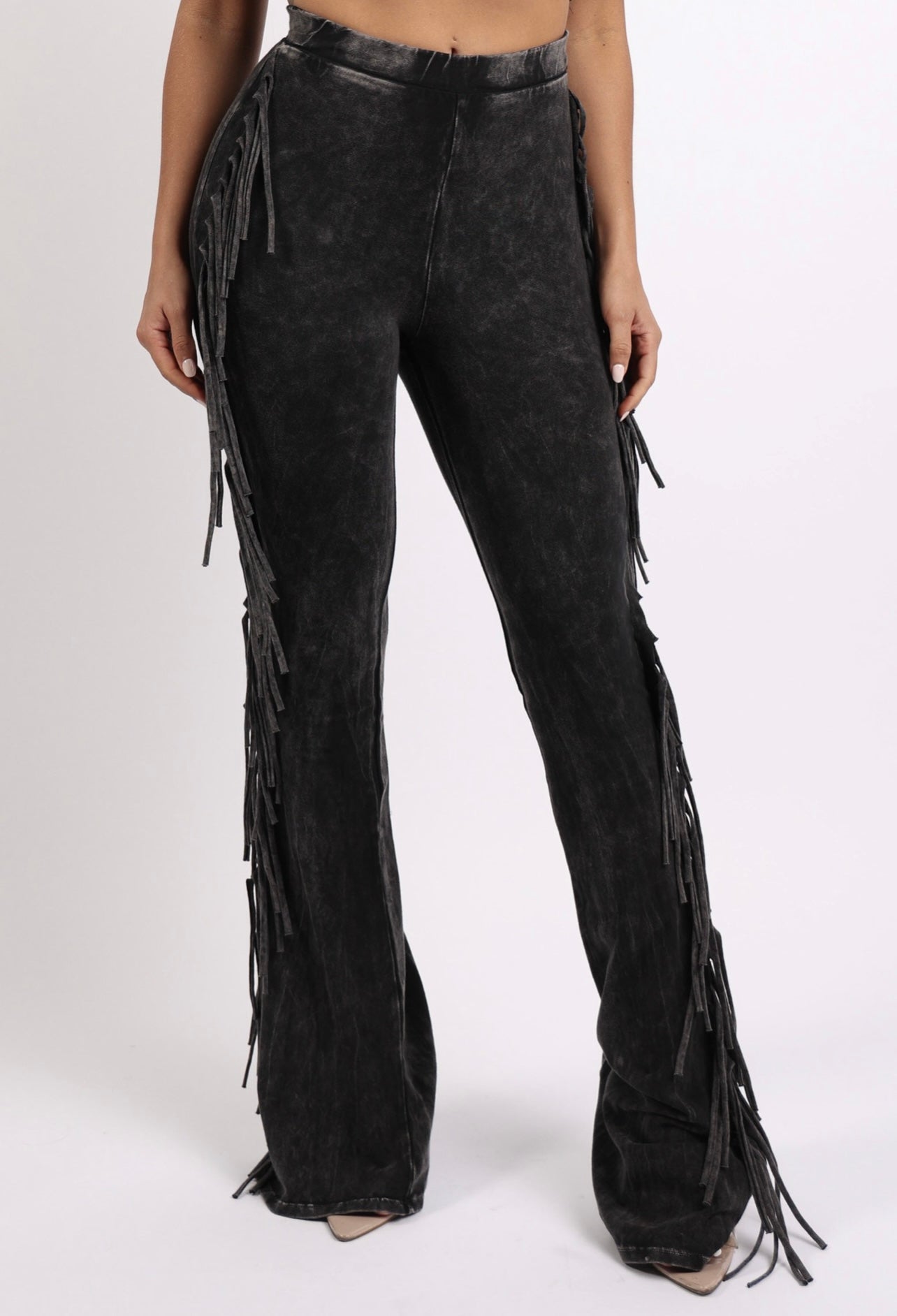 Black Fringe Pants