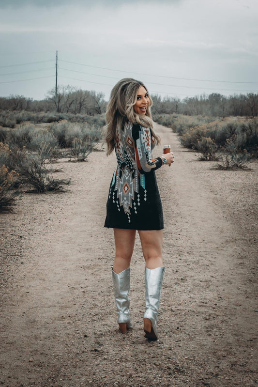 Aztec Knit Sweater Dress