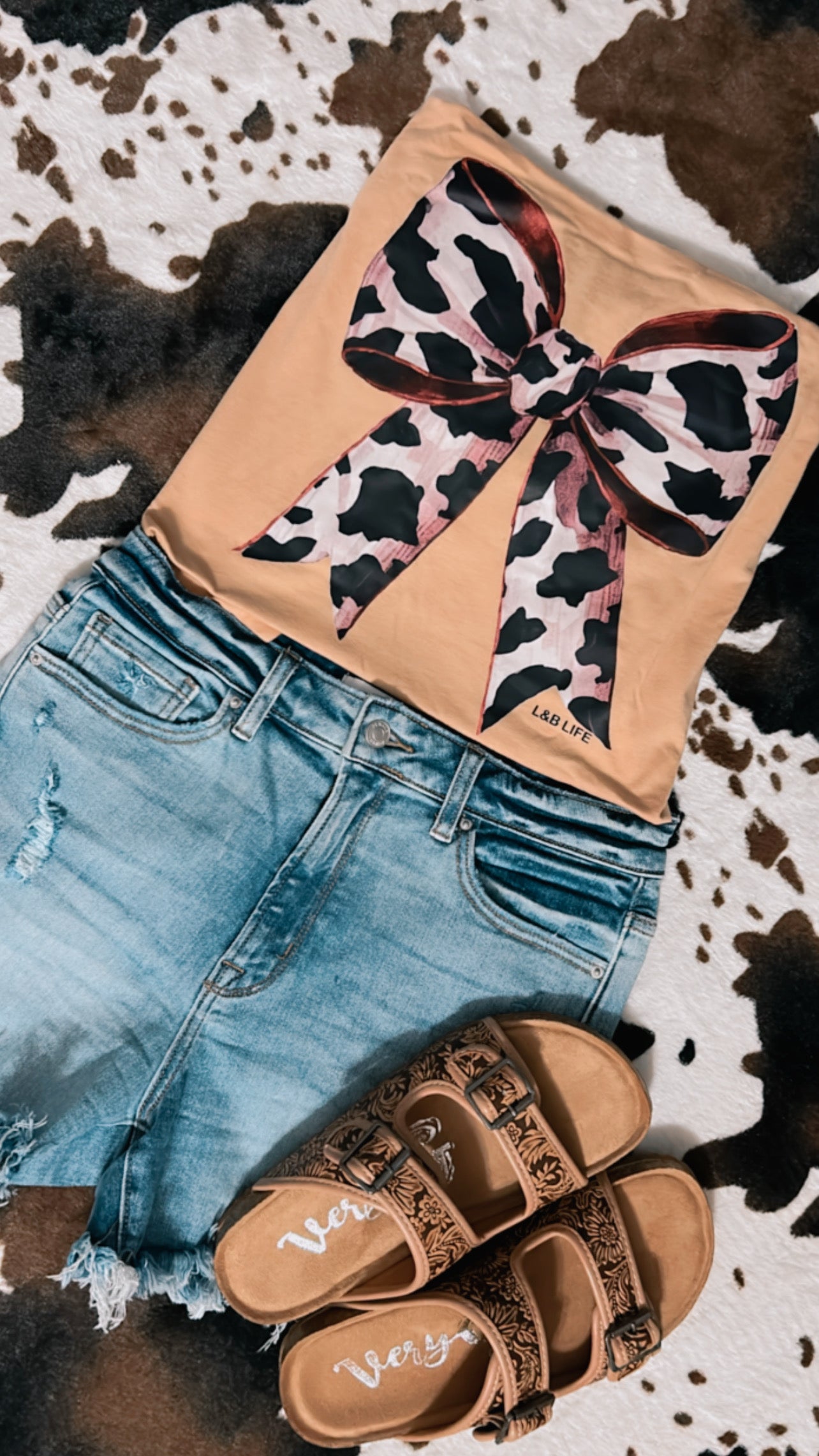 Cowprint Coquette Tee
