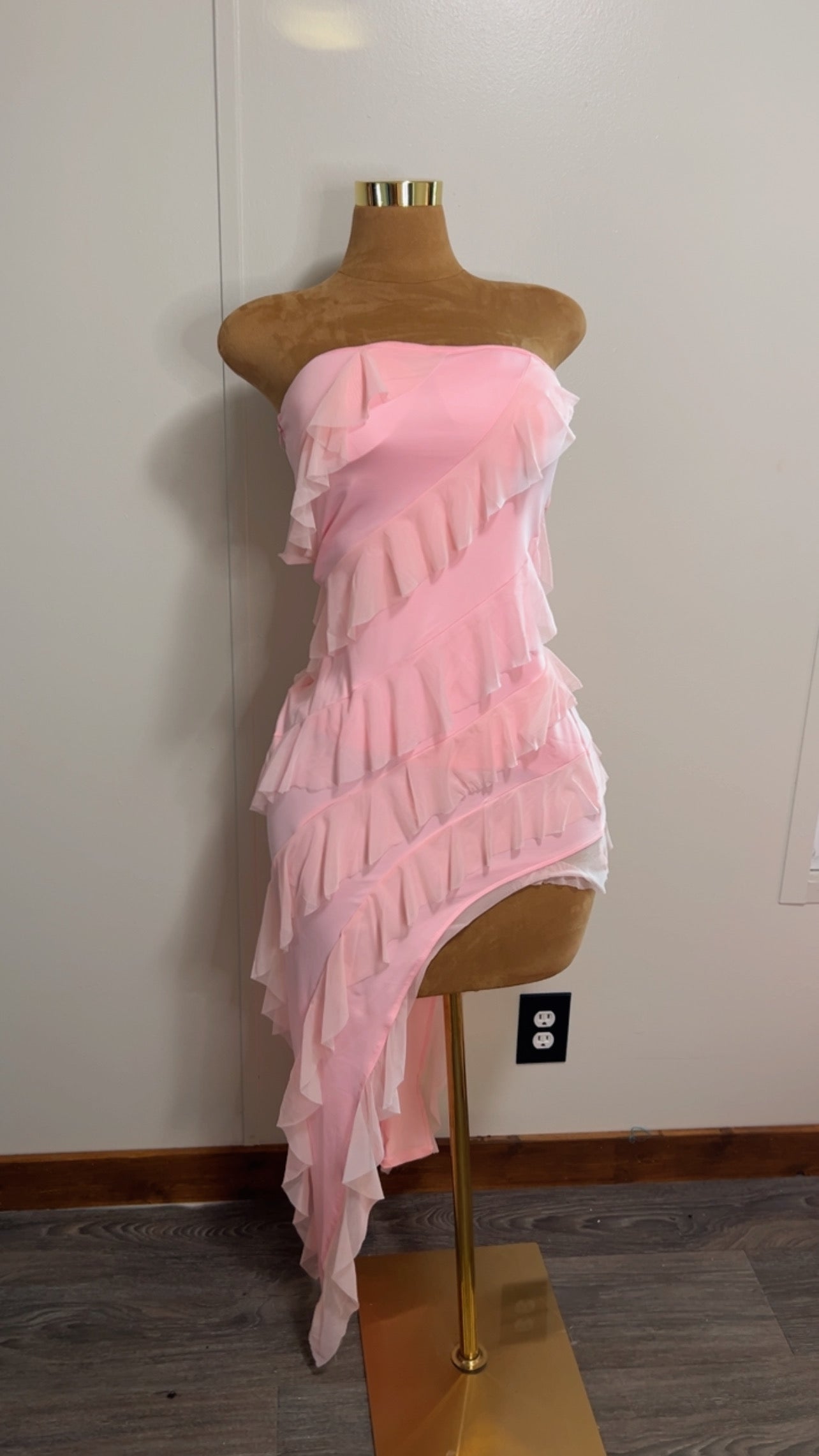 Blush Pink Ruffle Maxi Dress