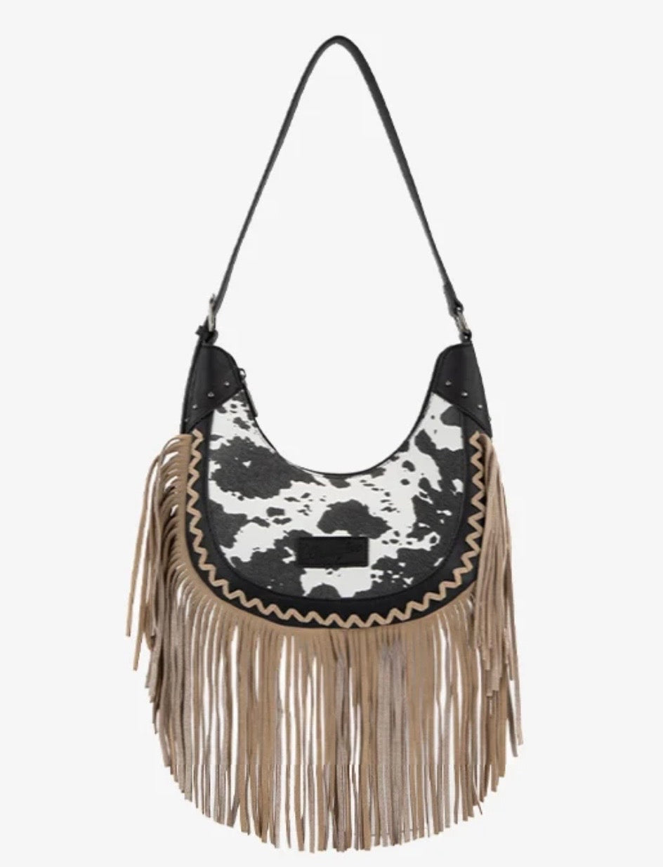 Wrangler Cow Print Fringe Bag