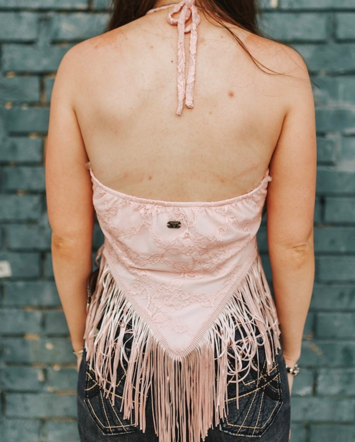 Fringe Halter Top (Pink)
