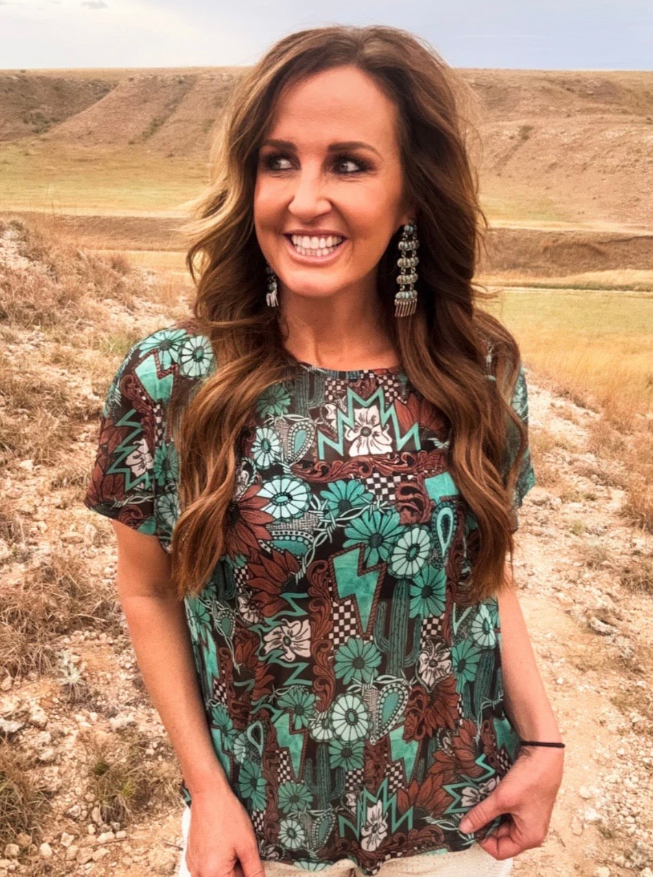 Turquoise Junkie Mesh Top
