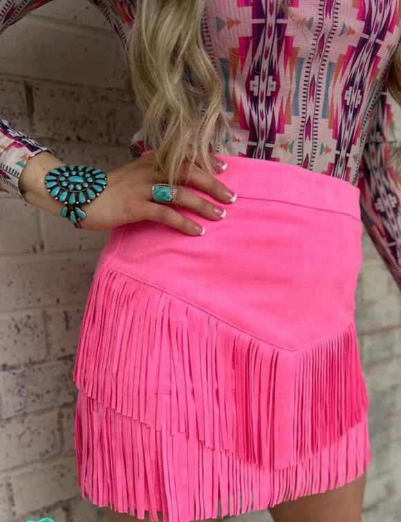 Pink Fringe Skirt