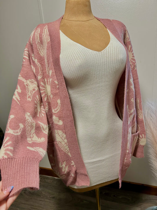 Western Pink Cardigan