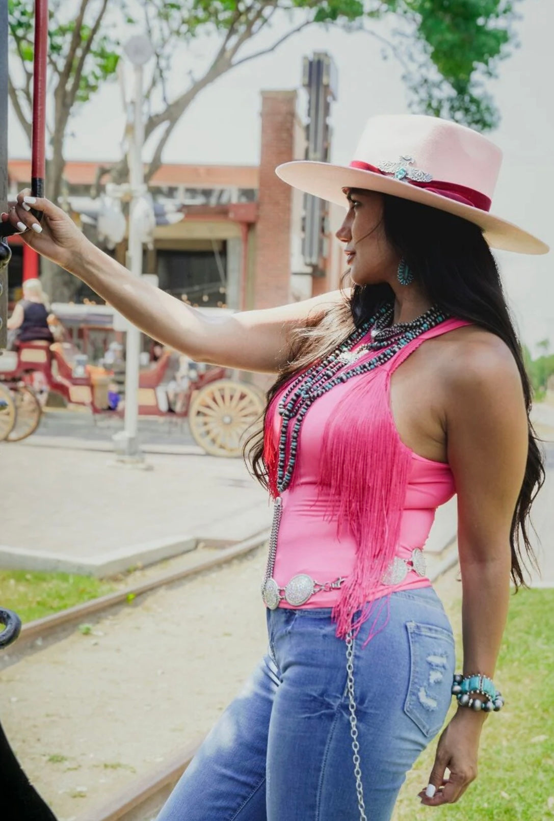 Pink Fringe Top