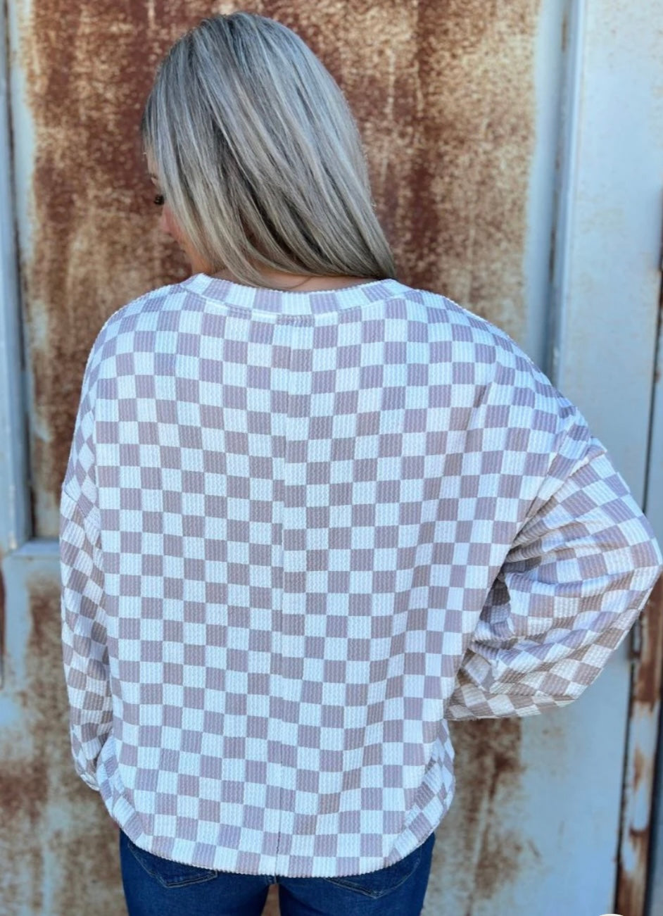 Neutral Checkered Sweater