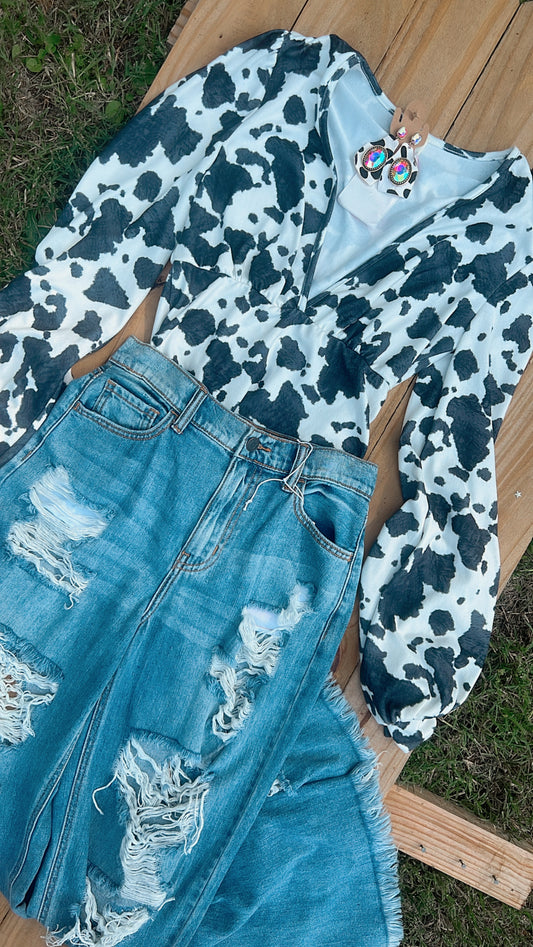 Cow Print Bodysuit